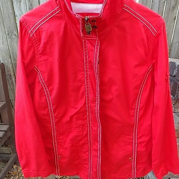 2/$20 Red Scooter Jacket w/White Stitching Size M - Picture 3 of 6